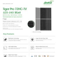 Tấm pin năng lượng mặt trời Jinko Tiger Pro 72HC-TV 525-545W Bifacial