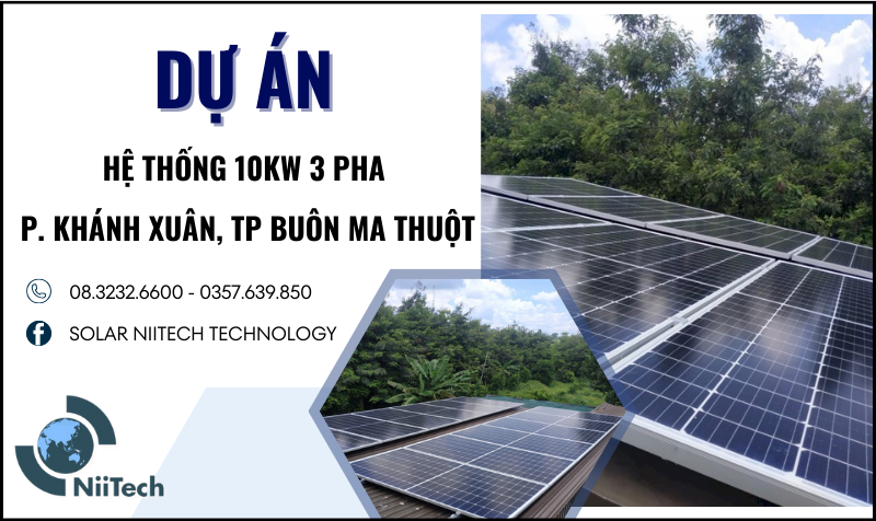 HOÀN THÀNH HỆ THỐNG 10KW 3 PHA P. KHÁNH XUÂN TP BUÔN MA THUỘT