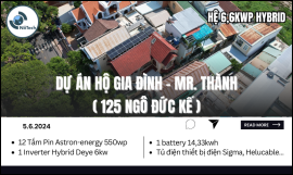 DỰ ÁN HỆ THỐNG ĐIỆN MẶT TRỜI HỘ GIA ĐÌNH 6,6KWP HYBRID - MR. THÀNH